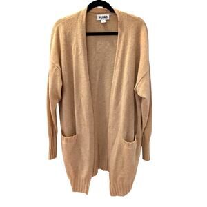 Filoro 100% Cashmere Cardigan XS/S Beige Open Front Longline Sweater Pockets